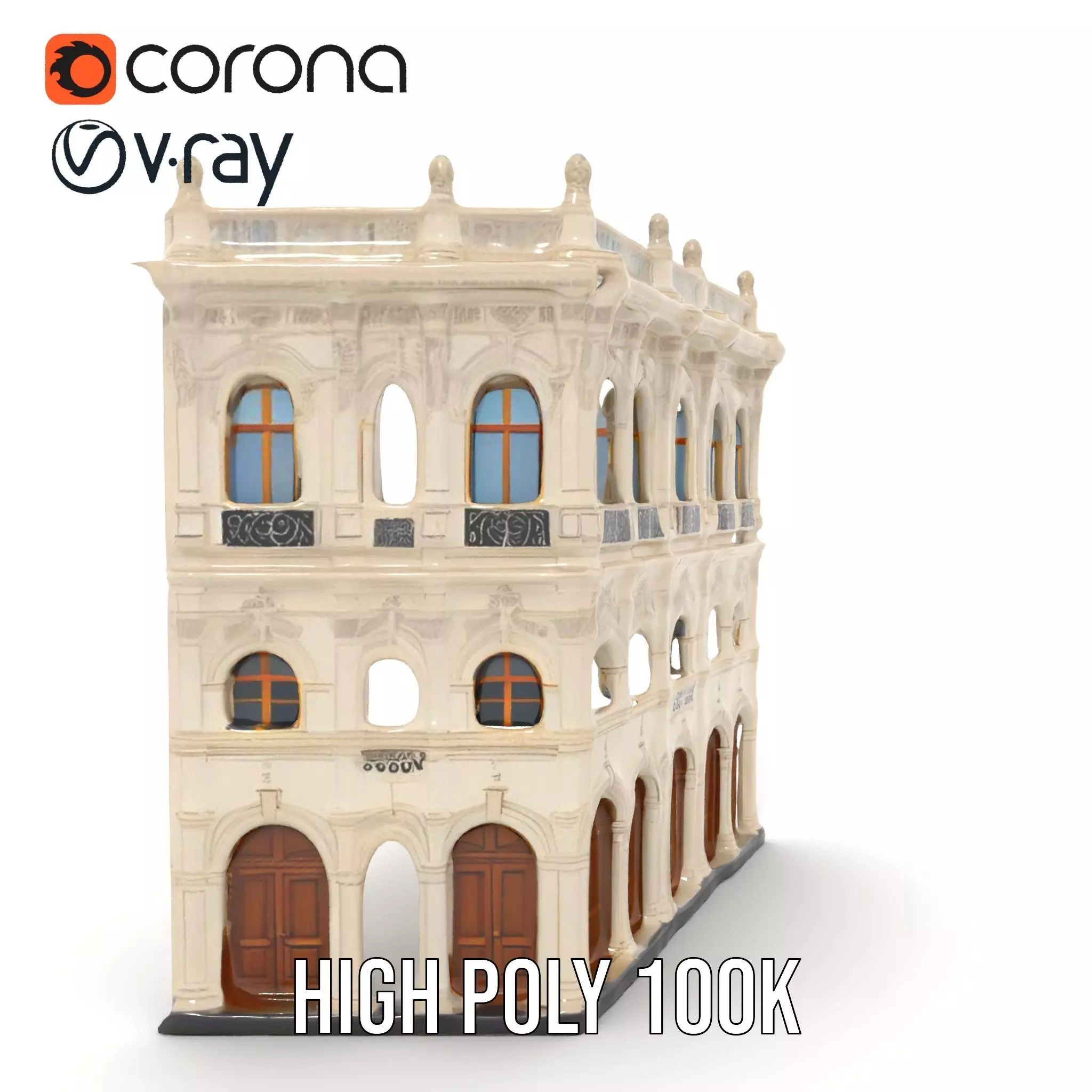 Classic Victorian Building model pack Low-poly 3D model_23