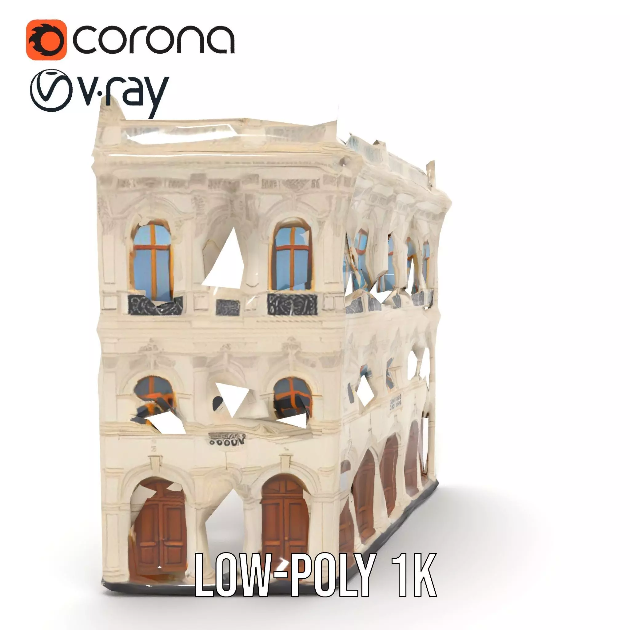 Classic Victorian Building model pack Low-poly 3D model_16
