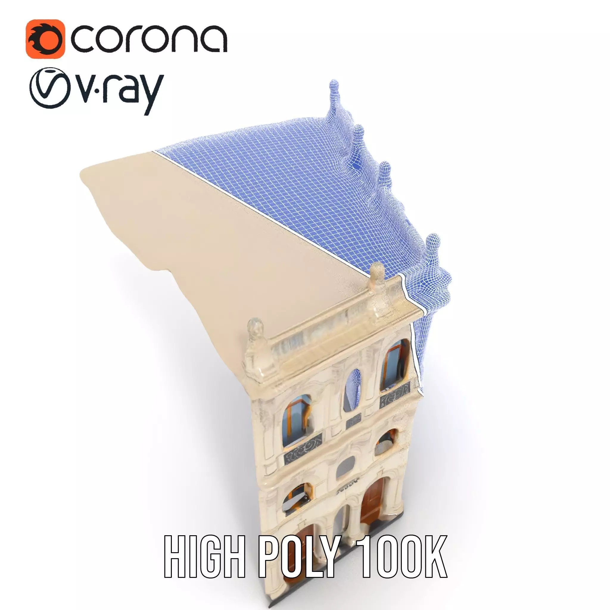 Classic Victorian Building model pack Low-poly 3D model_31