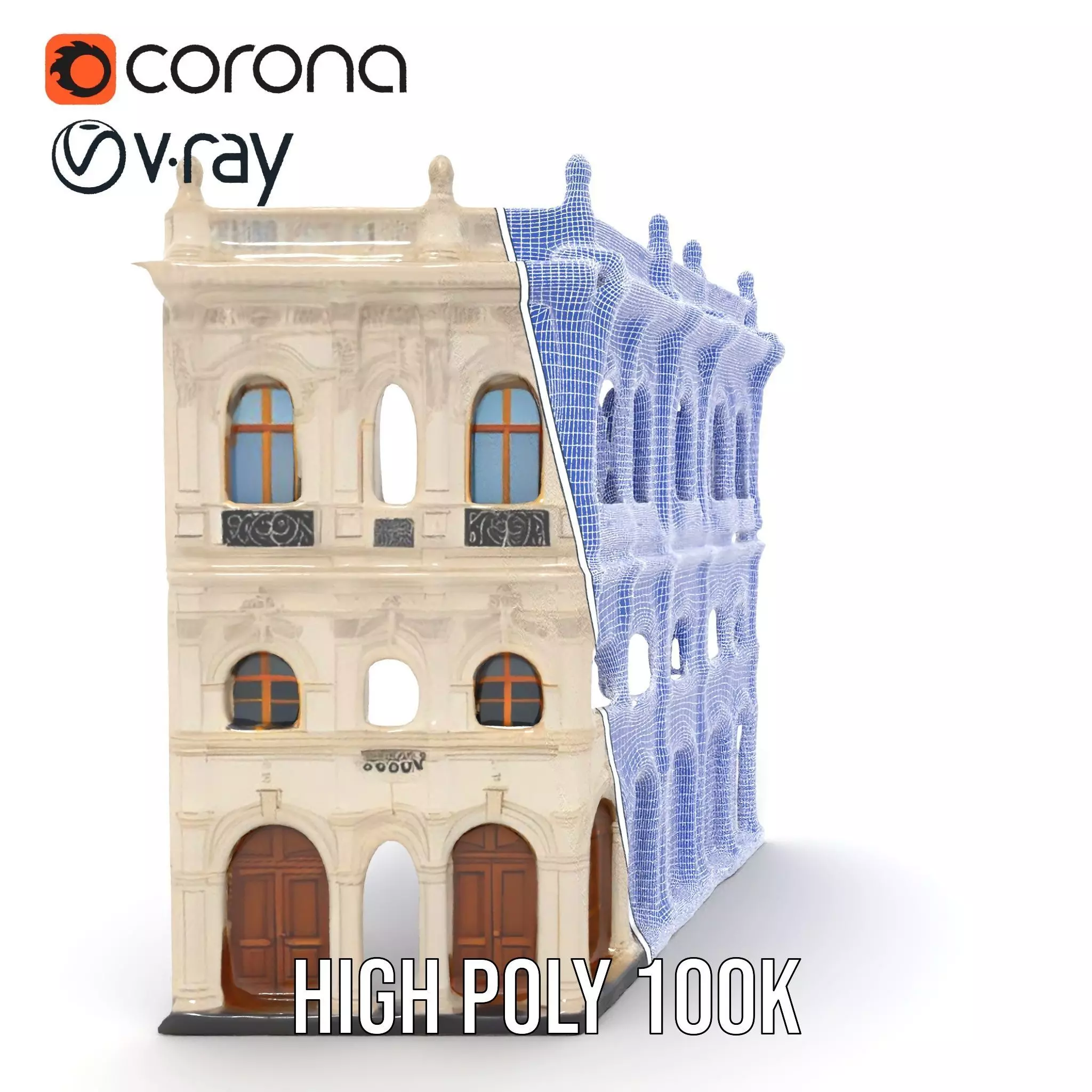 Classic Victorian Building model pack Low-poly 3D model_34