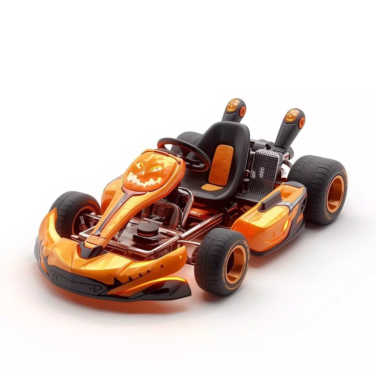 High Performance Jack O Lantern Racing Kart 3D Model Spooky Low-poly 3D model_0