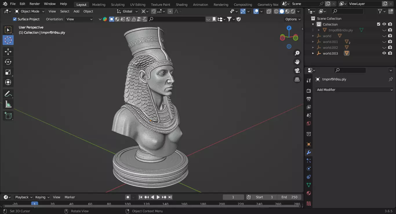 Ancient Egyptian Queen Chess Piece 3D print model_3