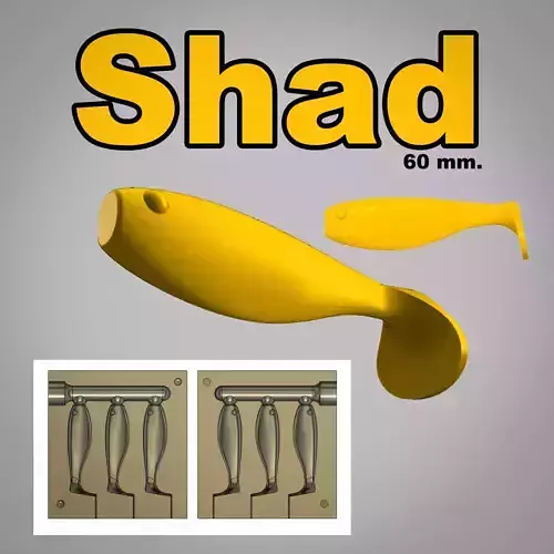 Mold Shad 60mm Step STL file Free 3D print model
