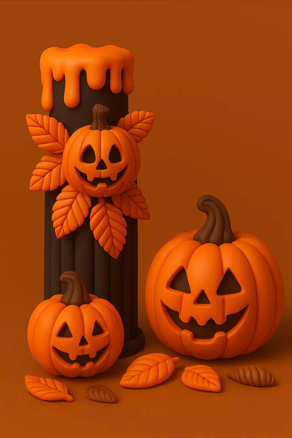 Halloween pumpkin Candle Stand 3D print model_0