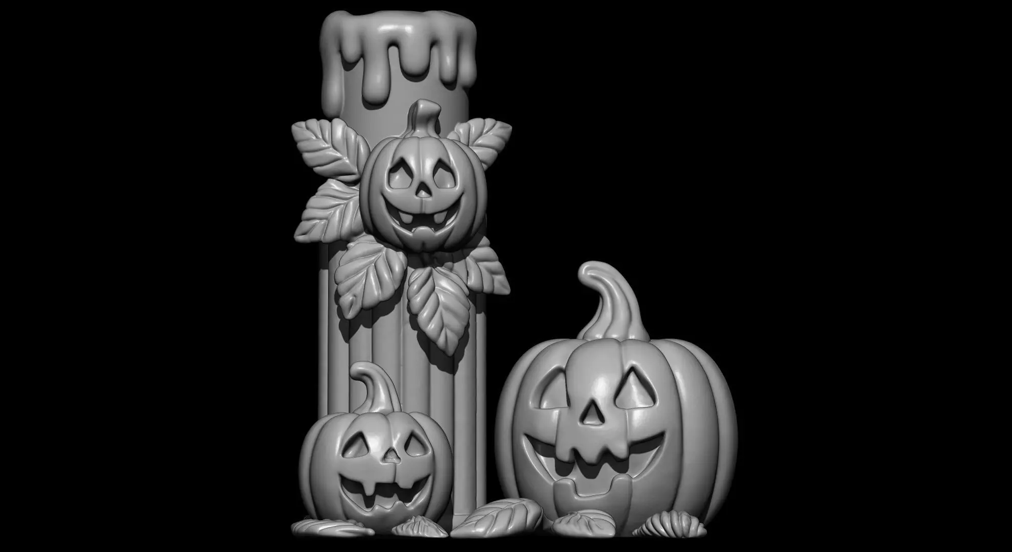 Halloween pumpkin Candle Stand 3D print model_1
