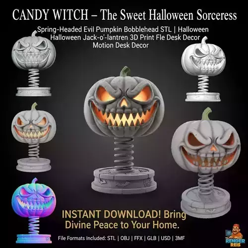 Spring-Headed Evil Pumpkin Bobblehead  Halloween 