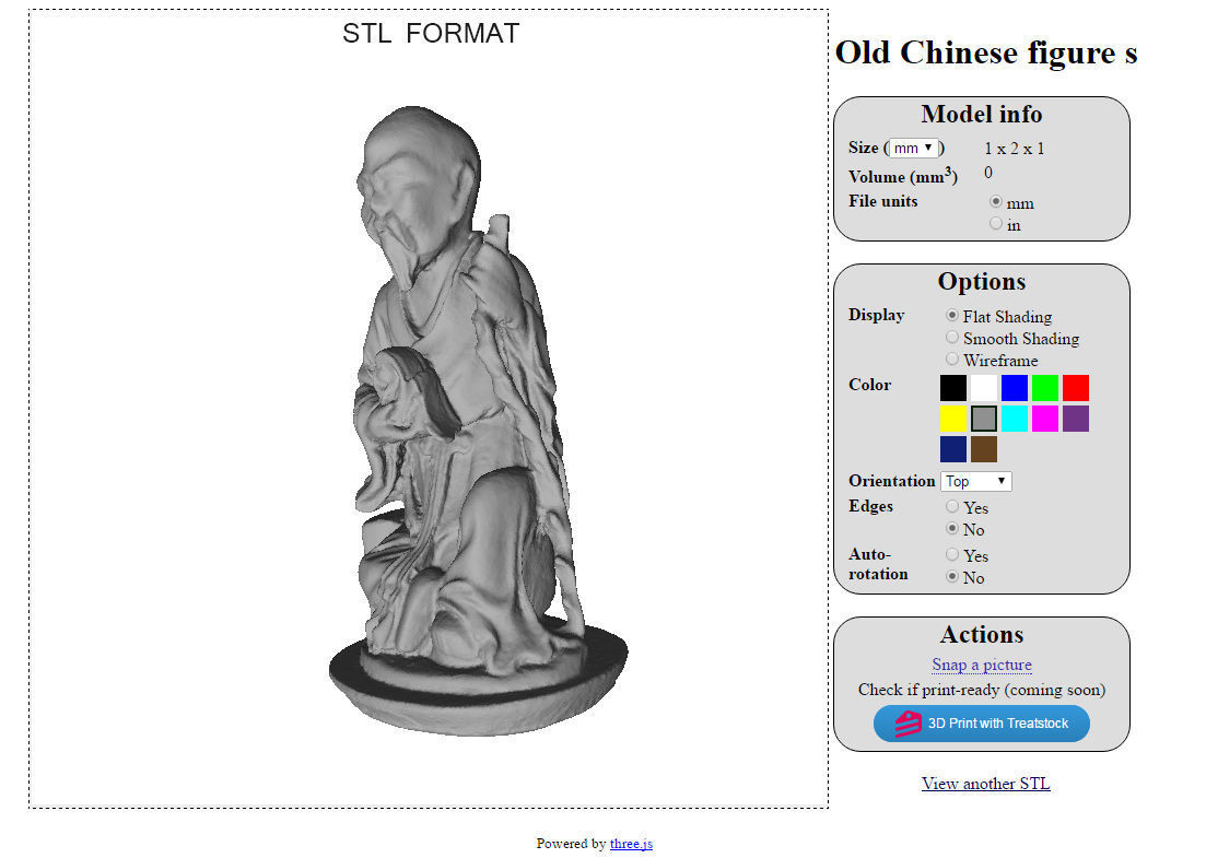 Old Chinese figure statue Low-poly 3D model_8