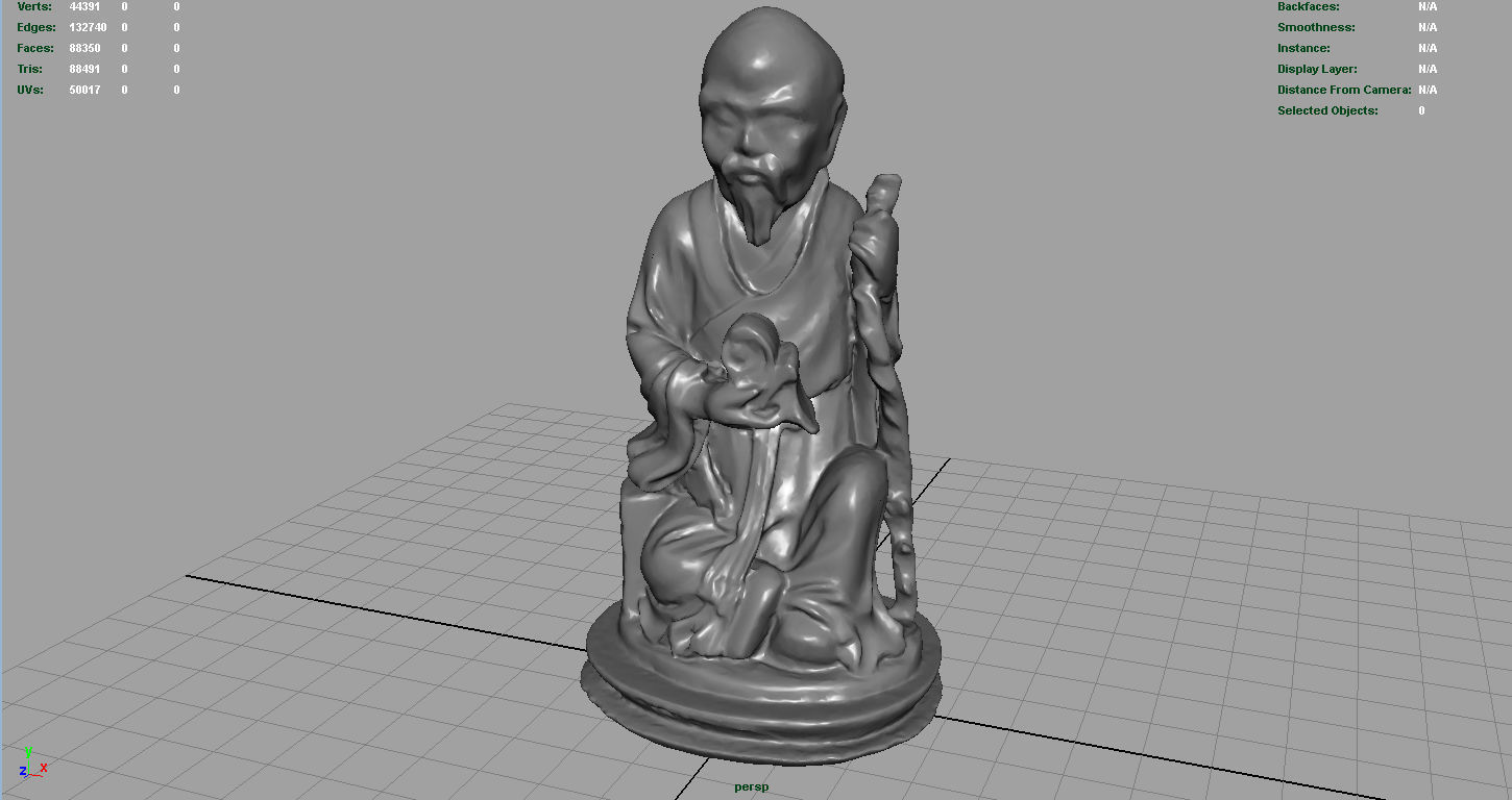 Old Chinese figure statue Low-poly 3D model_2
