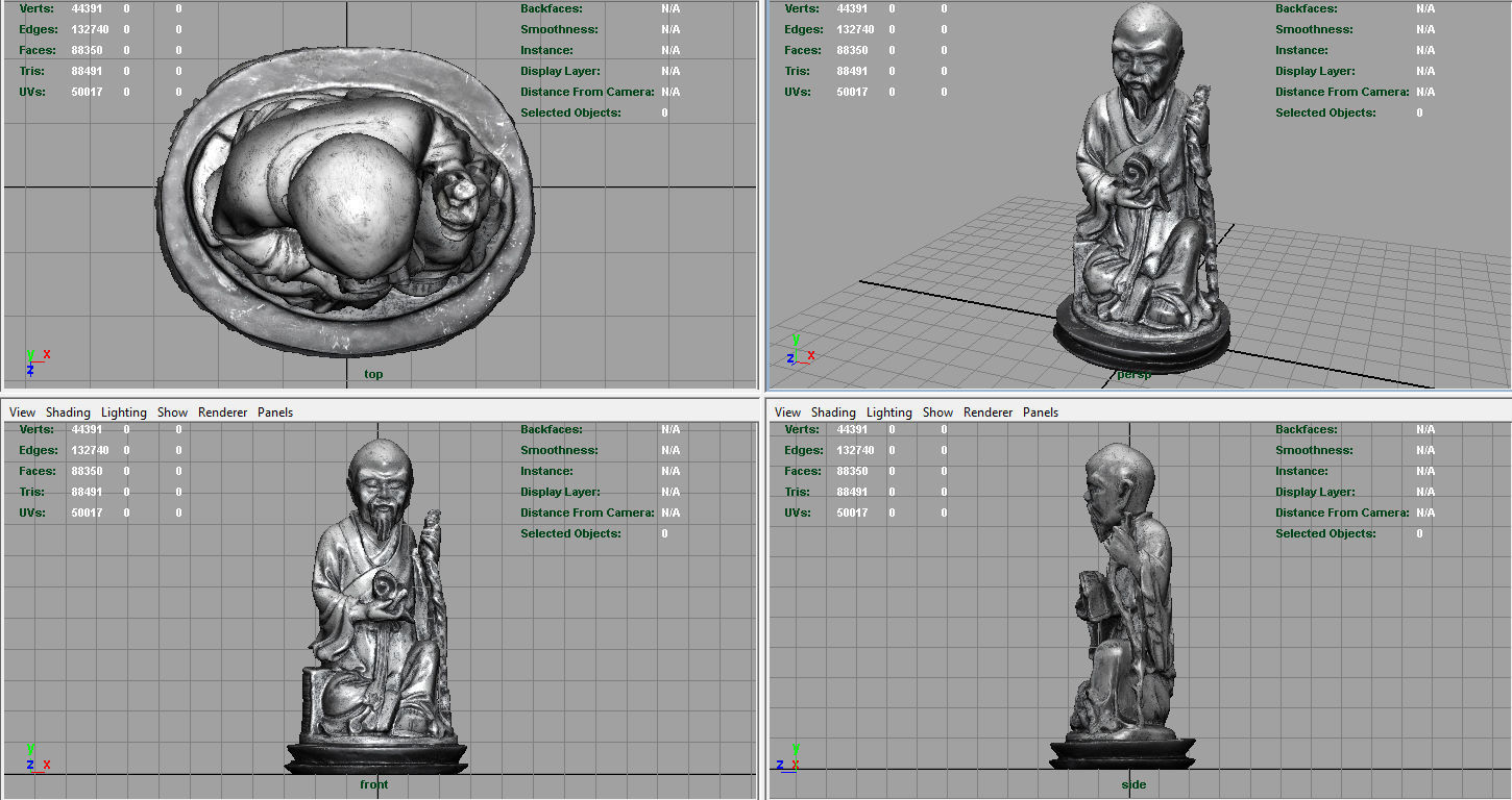 Old Chinese figure statue Low-poly 3D model_4