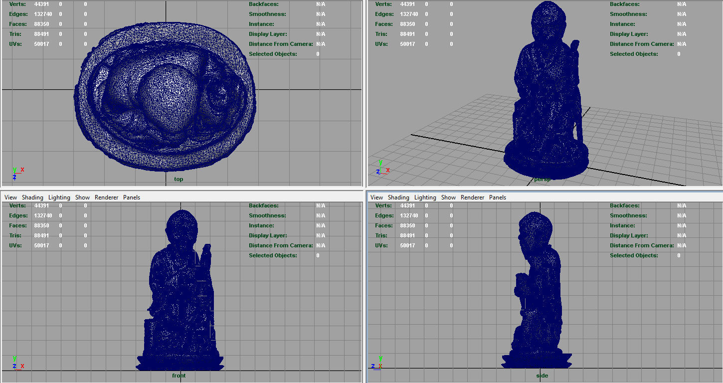 Old Chinese figure statue Low-poly 3D model_9