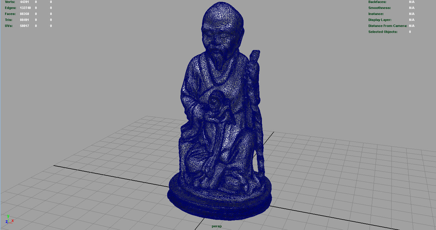 Old Chinese figure statue Low-poly 3D model_3