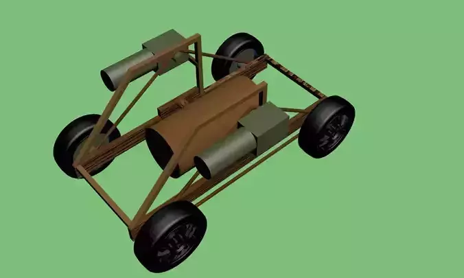 Toy trolley with guns Low-poly 3D model