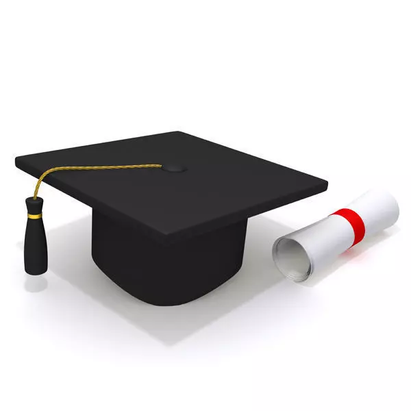 Graduation Cap and Diploma 3D model_0