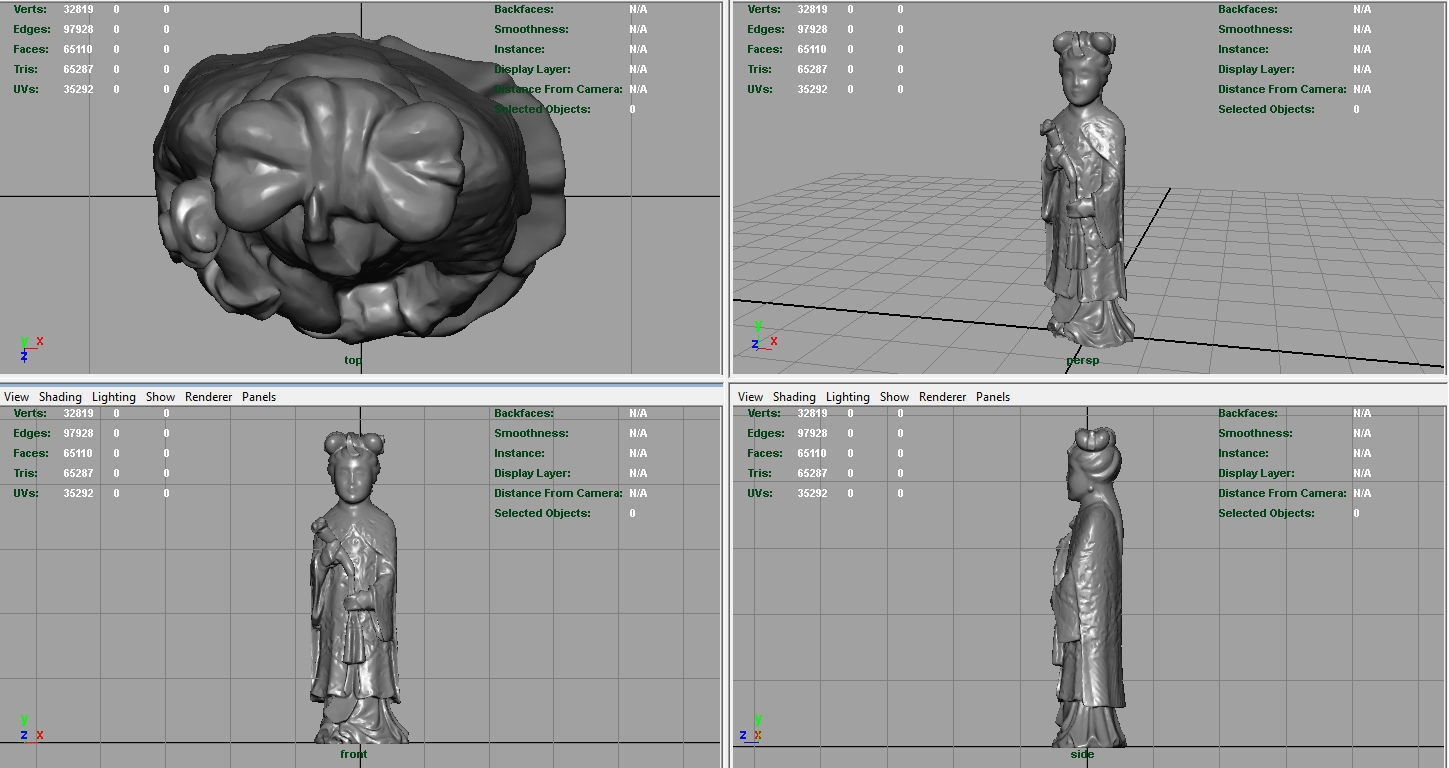 Old Chinese figure statue Woman Low-poly 3D model_7