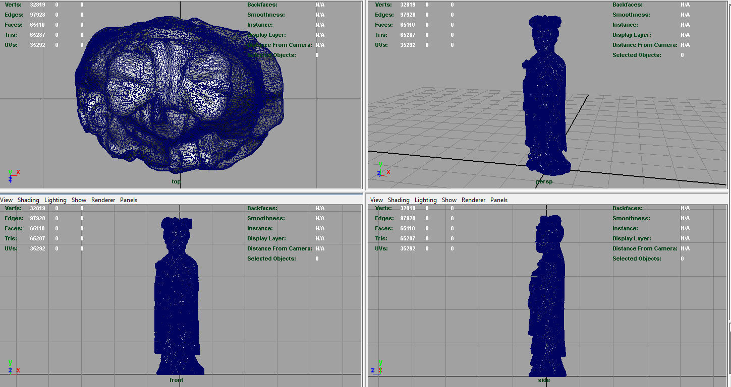 Old Chinese figure statue Woman Low-poly 3D model_8