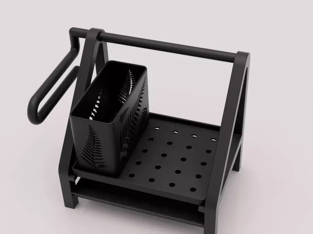 Kitchen Organizer with Towel Holder and Utensil Container 3D print model_4