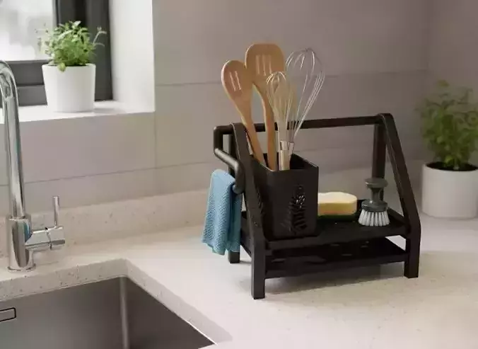 Kitchen Organizer with Towel Holder and Utensil Container