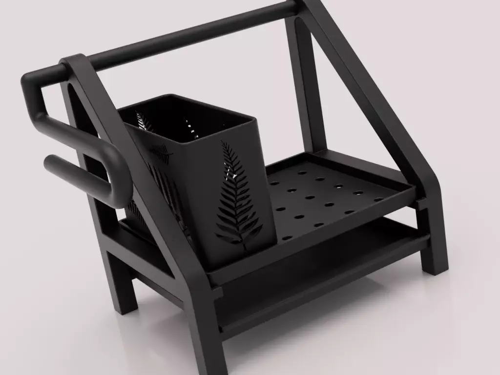 Kitchen Organizer with Towel Holder and Utensil Container 3D print model_1