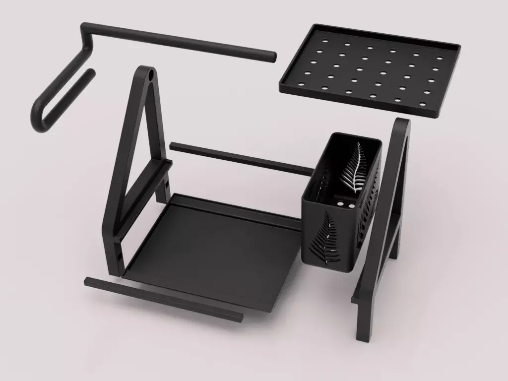 Kitchen Organizer with Towel Holder and Utensil Container 3D print model_5