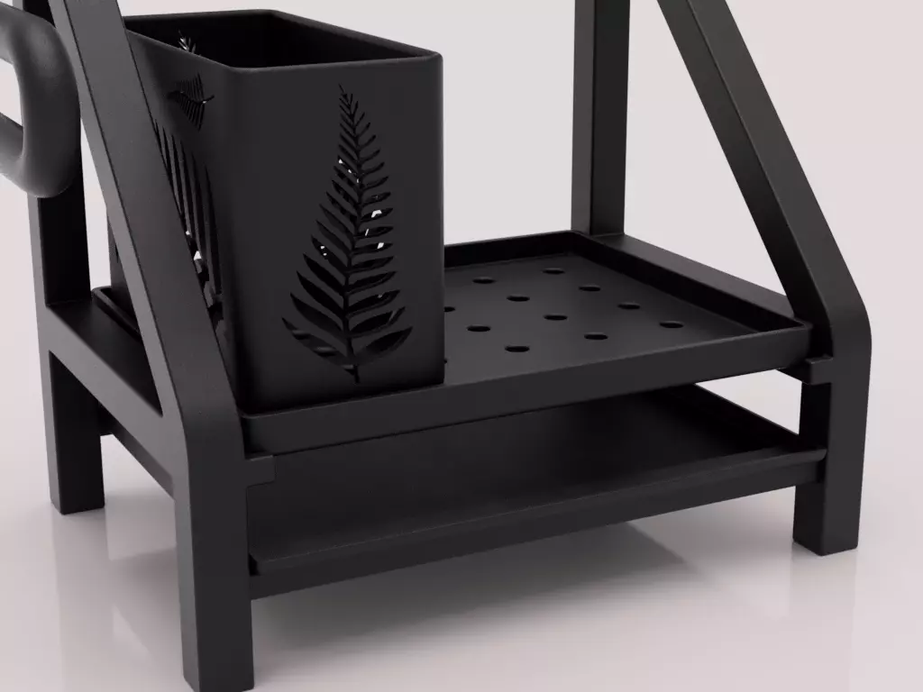 Kitchen Organizer with Towel Holder and Utensil Container 3D print model_3