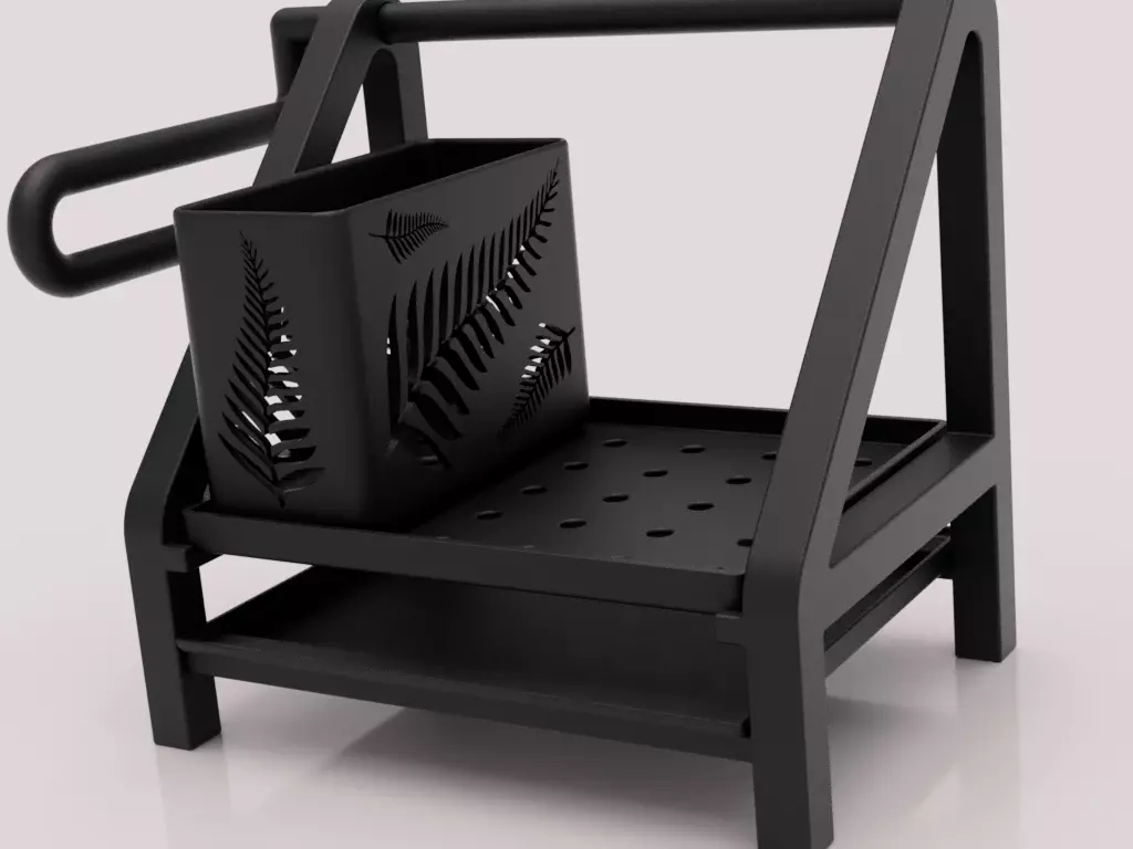 Kitchen Organizer with Towel Holder and Utensil Container 3D print model_2