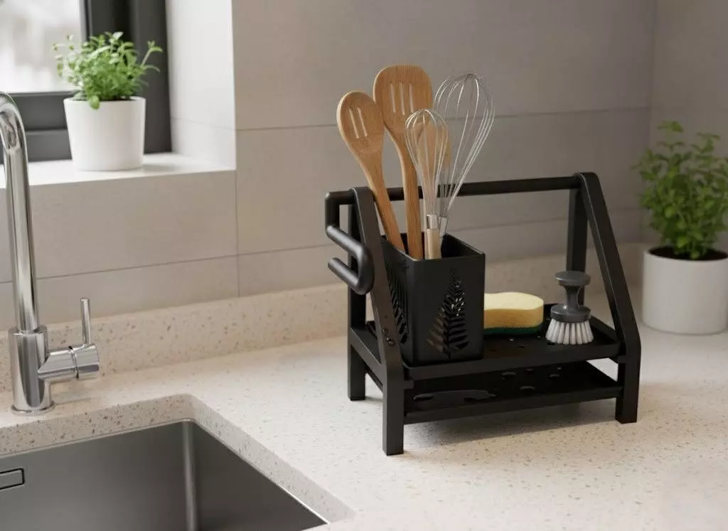 Kitchen Organizer with Towel Holder and Utensil Container 3D print model_7