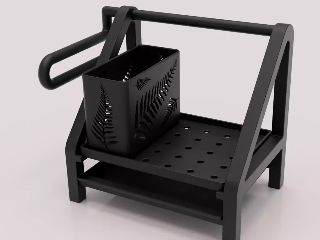 Kitchen Organizer with Towel Holder and Utensil Container 3D print model_6