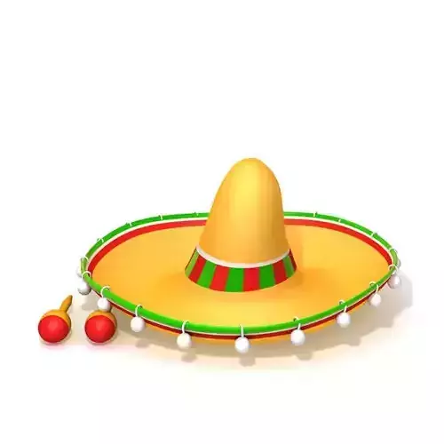 Hat Sombrero And Maracas 3D model