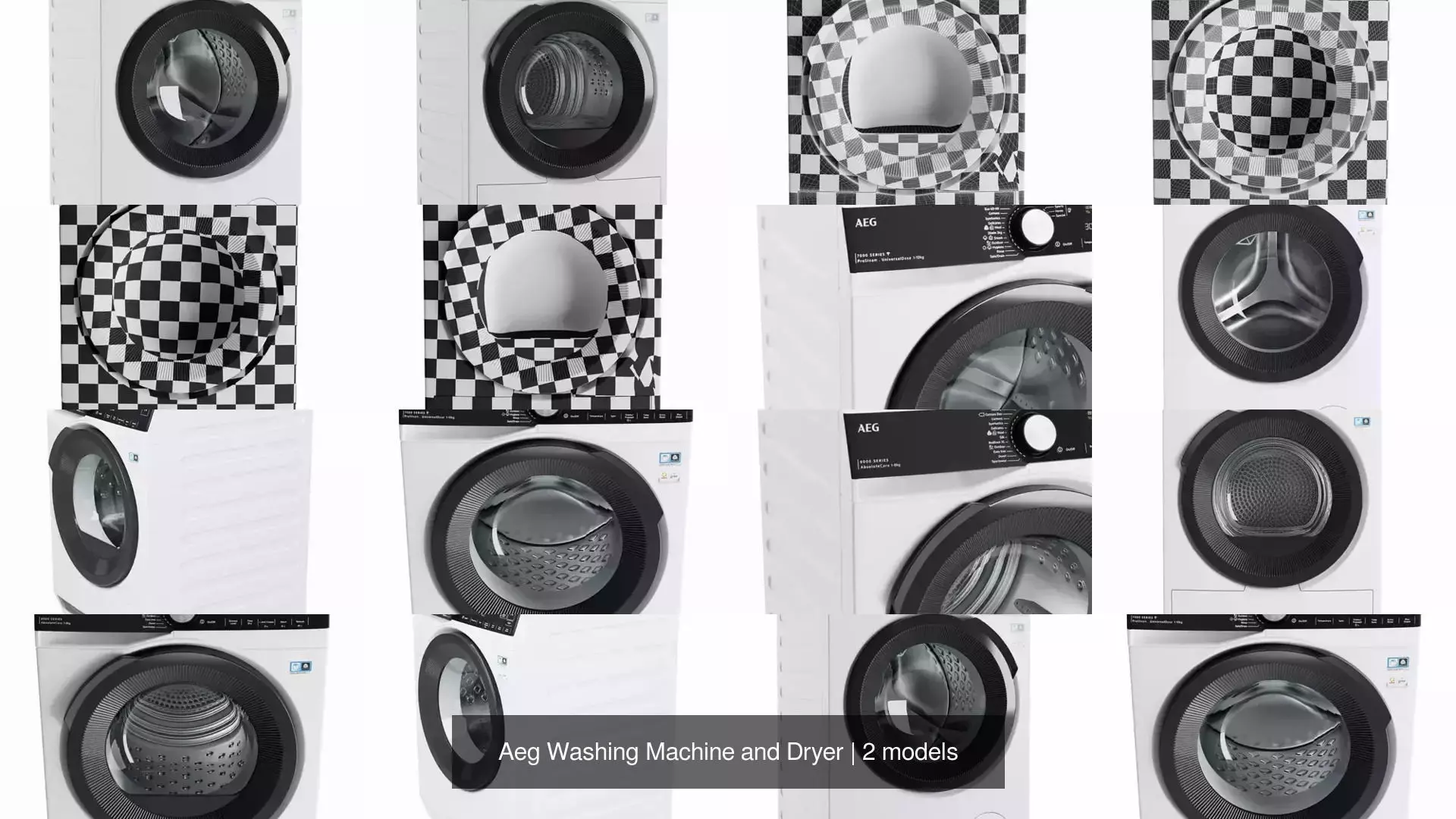 Aeg Washing Machine and Dryer 3D Model Collection_1
