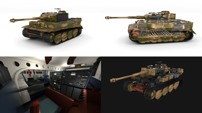 Fully built Panzer Tiger Tank Late 1944 v2 w interior and engine 3D model