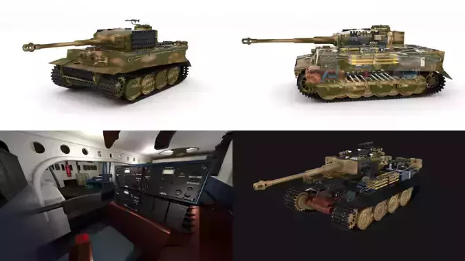 Fully built Panzer Tiger Tank Late 1944 v2 w interior and engine 3D model