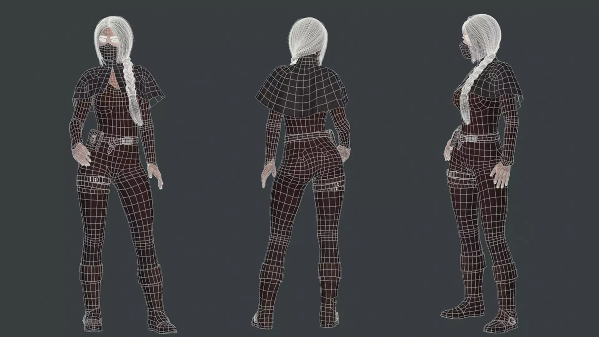 Womens Medieval Fantasy Pack Low-poly 3D model_8