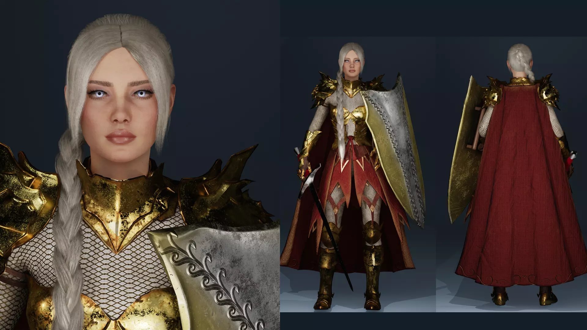 Womens Medieval Fantasy Pack Low-poly 3D model_12