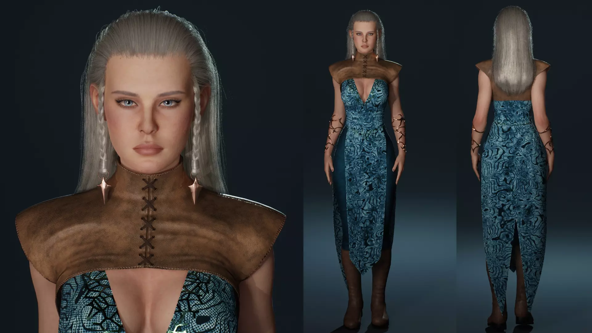 Womens Medieval Fantasy Pack Low-poly 3D model_18