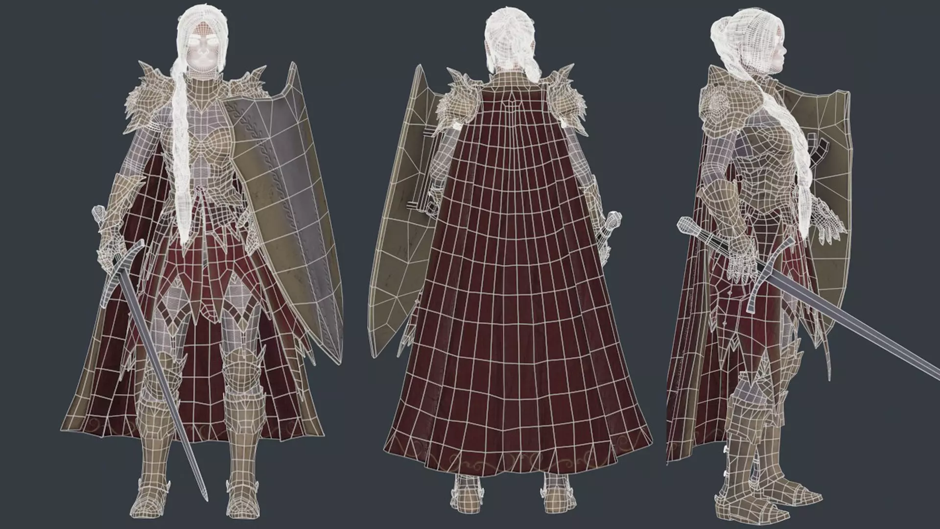Womens Medieval Fantasy Pack Low-poly 3D model_14