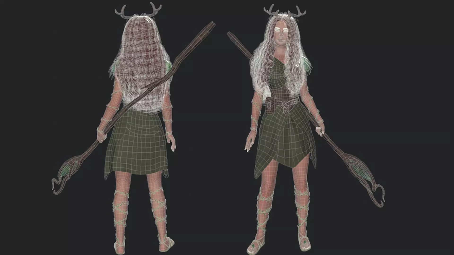 Womens Medieval Fantasy Pack Low-poly 3D model_11