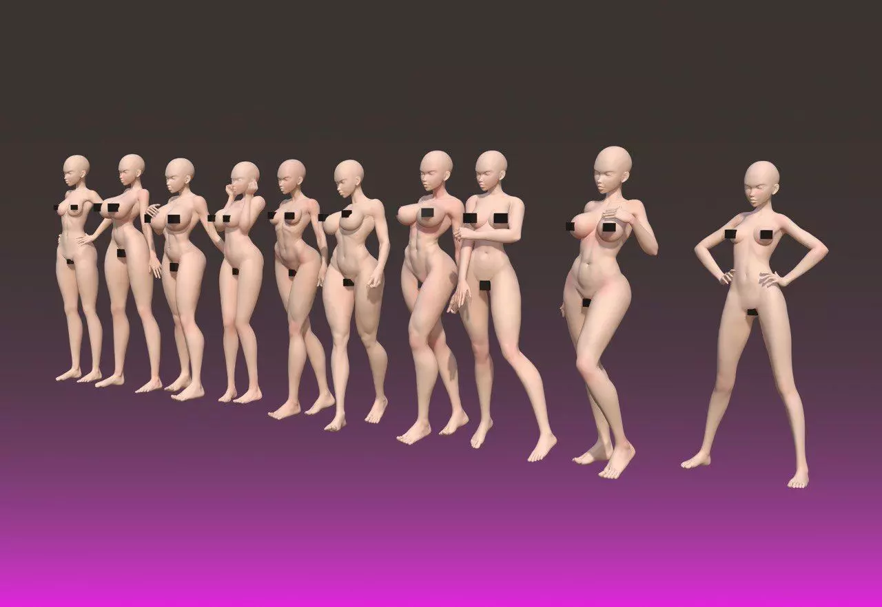 10 Standing female pose 3D model_1