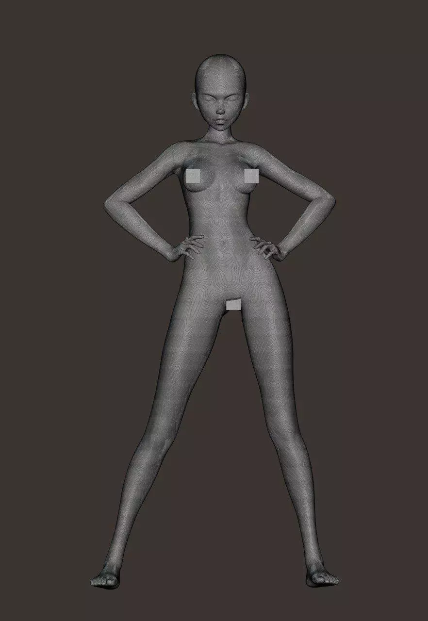 10 Standing female pose 3D model_14