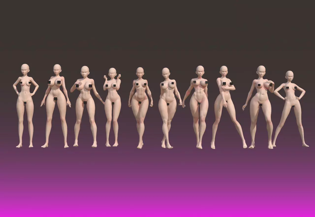 10 Standing female pose 3D model_0