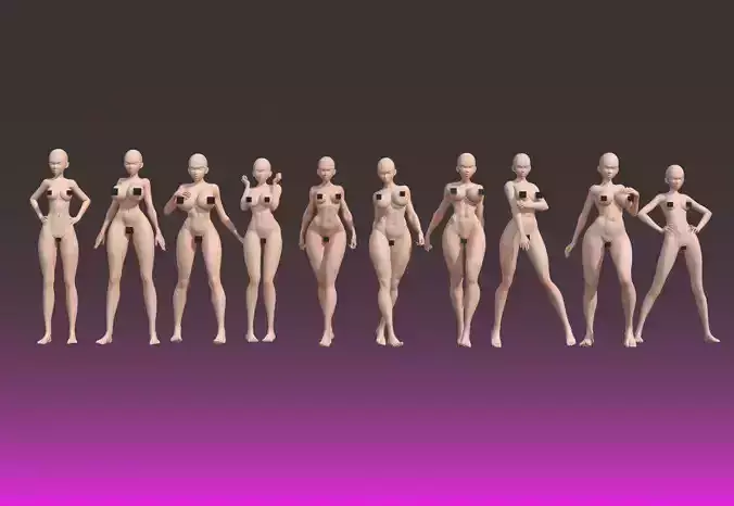 10 Standing female pose 3D model