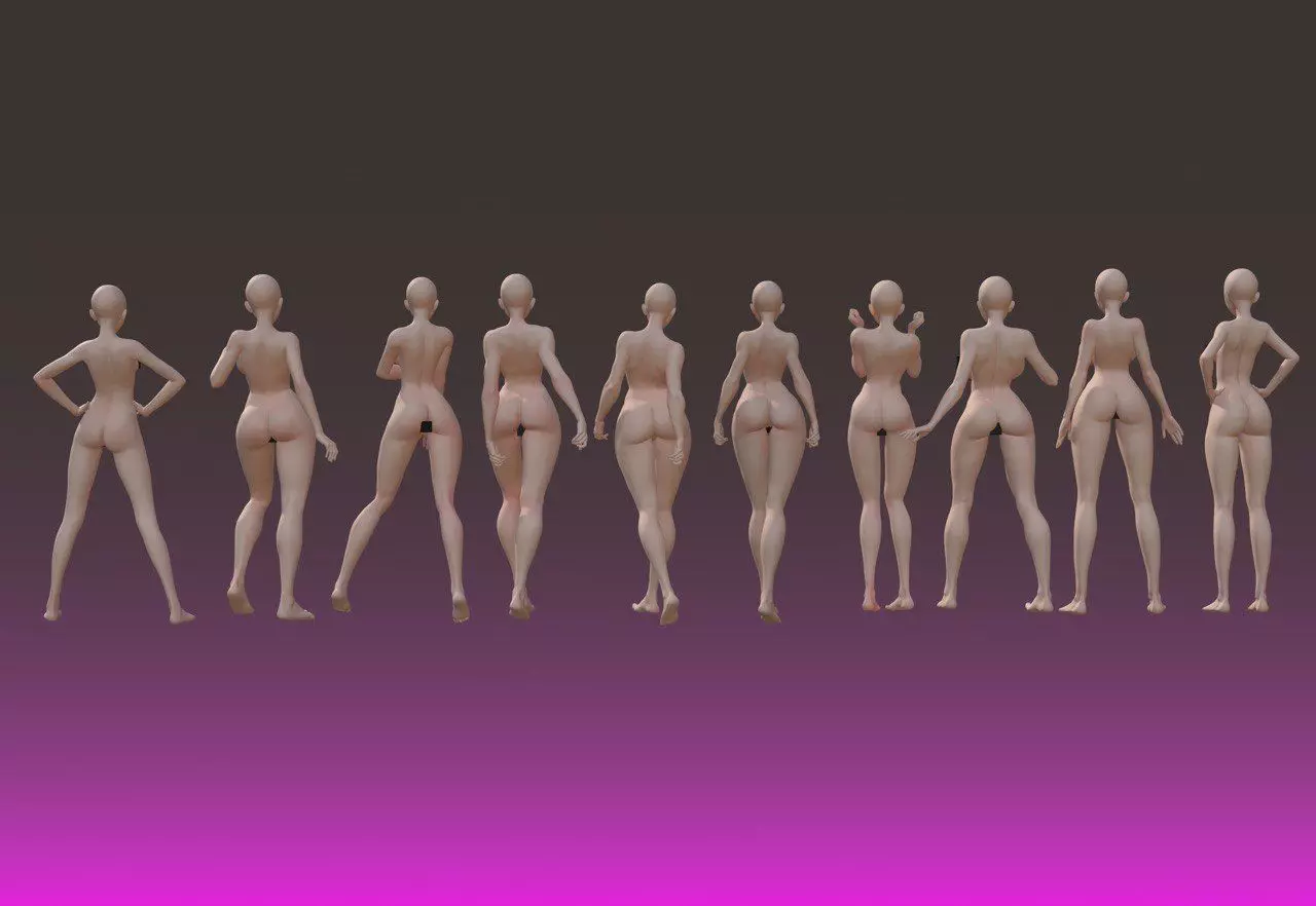 10 Standing female pose 3D model_2