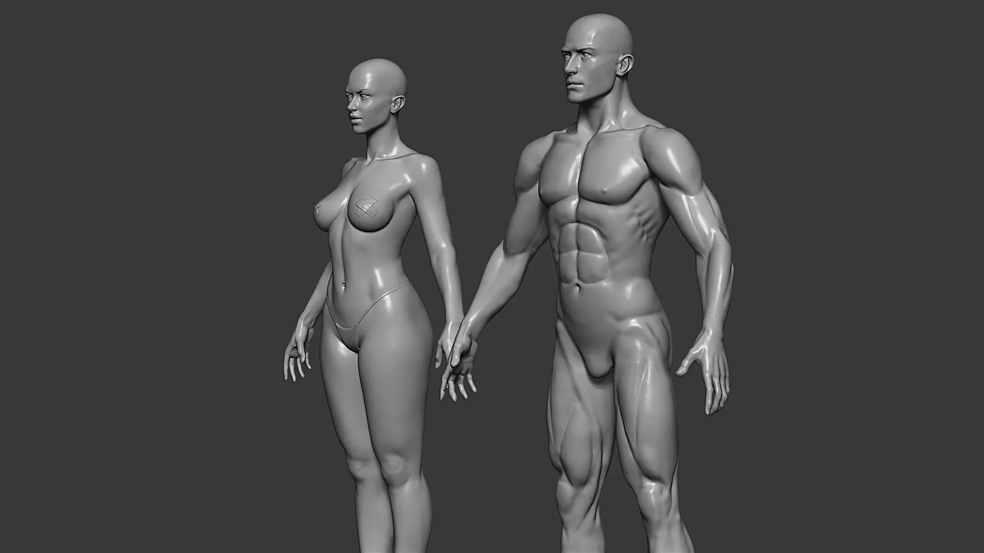 Realistic Male and Female Base Mesh Highpoly Sculpt 3D model_18