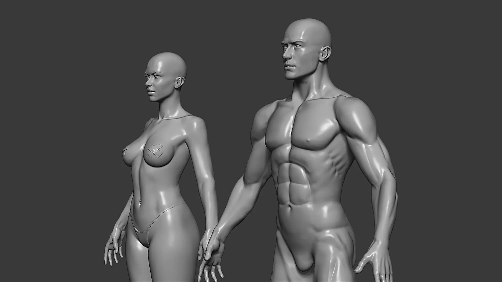 Realistic Male and Female Base Mesh Highpoly Sculpt 3D model_22