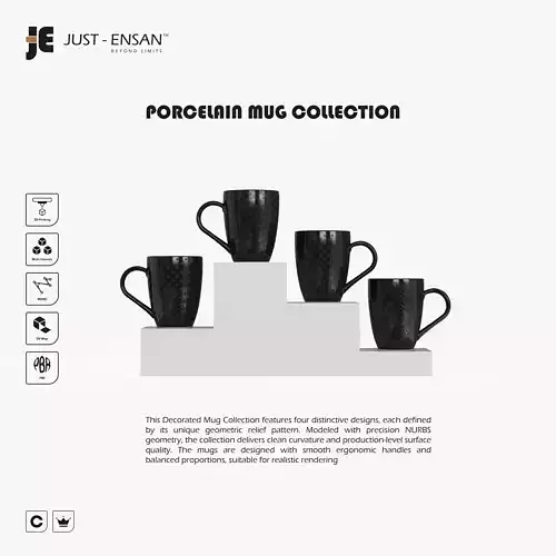 Decorated Porcelain Mug Collection 3D model