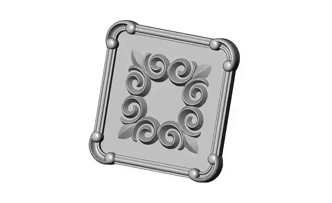 Square scroll victorian floral ornament rosette carving 3D print model