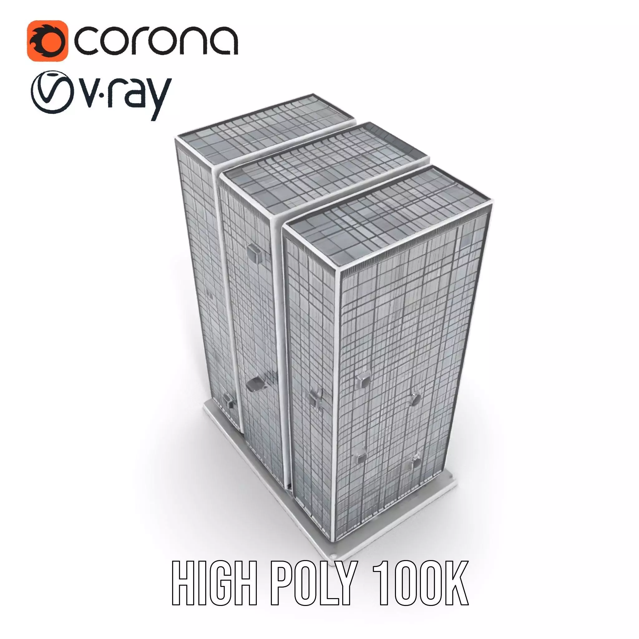 Modern Glass Skyscraper model pack Low-poly 3D model_20