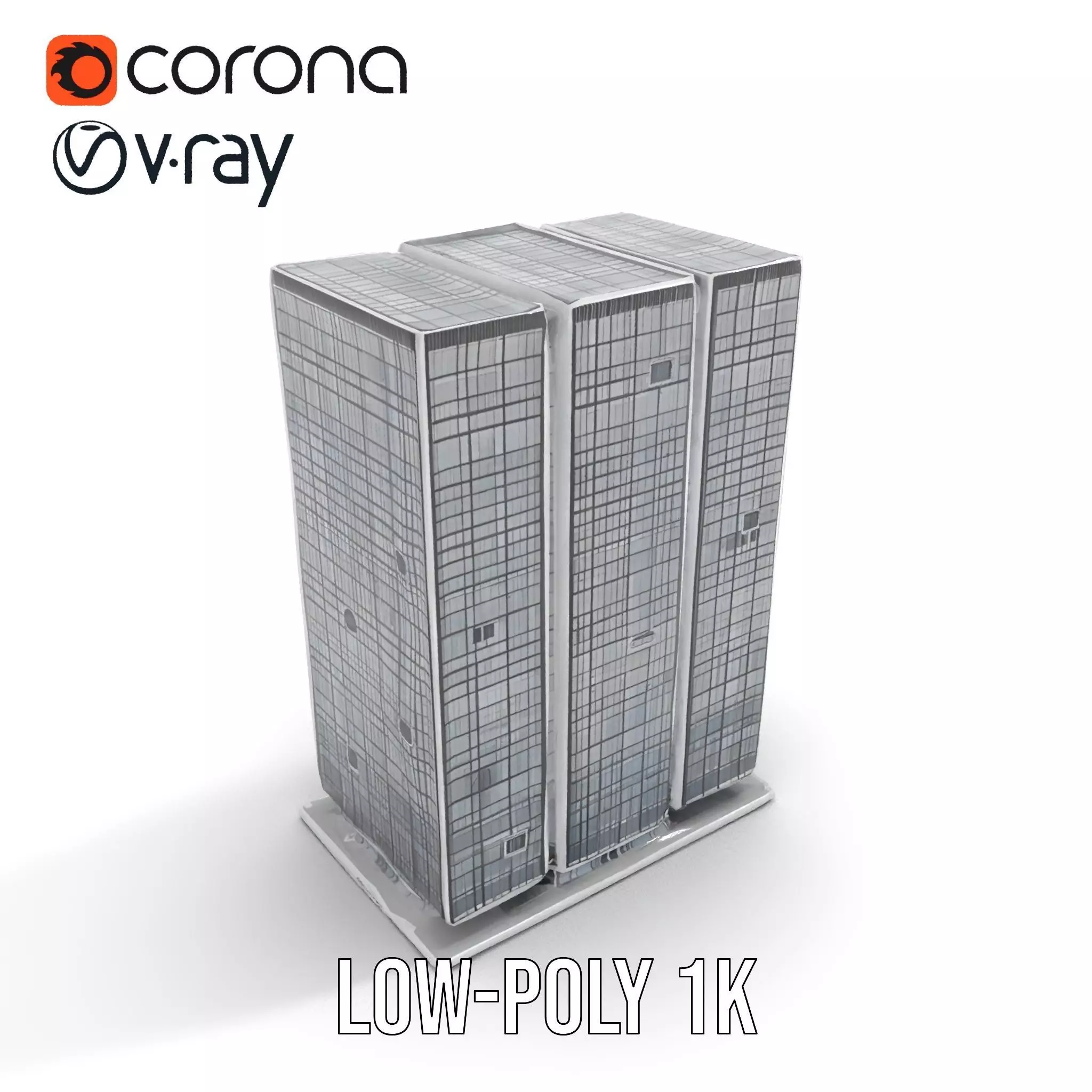 Modern Glass Skyscraper model pack Low-poly 3D model_9