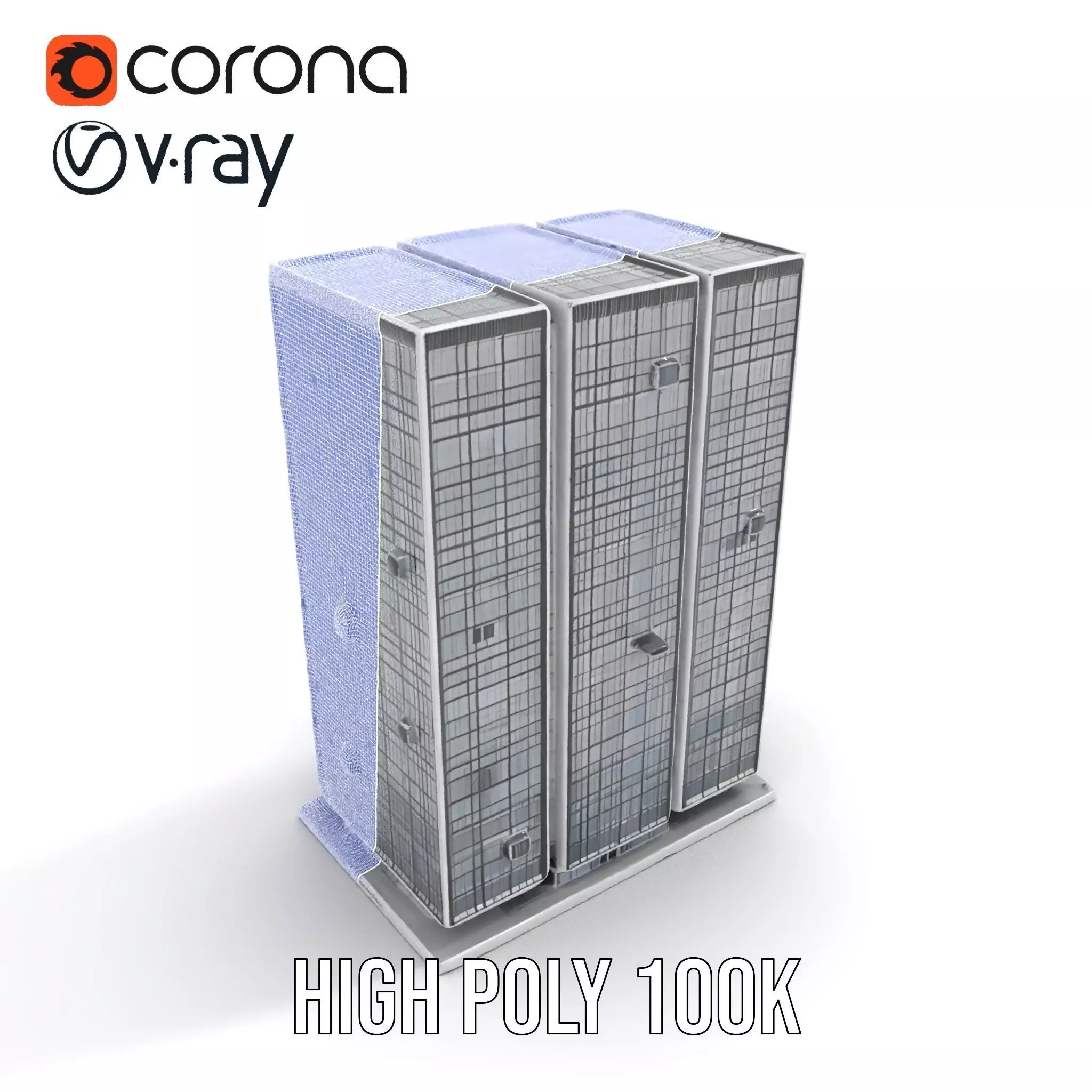 Modern Glass Skyscraper model pack Low-poly 3D model_26