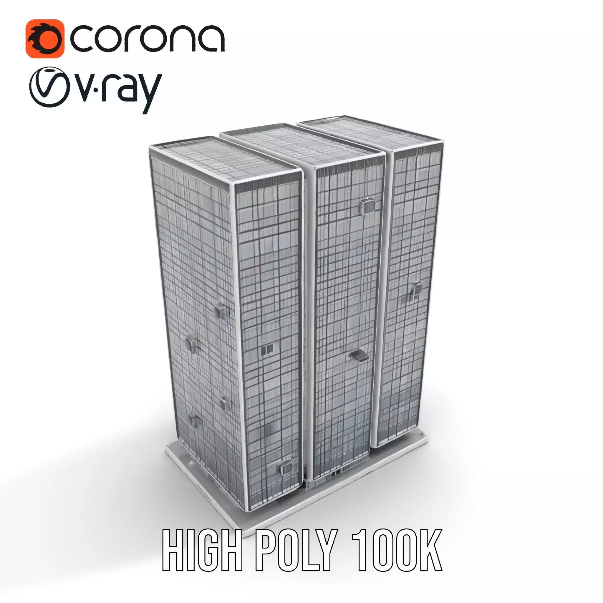 Modern Glass Skyscraper model pack Low-poly 3D model_13