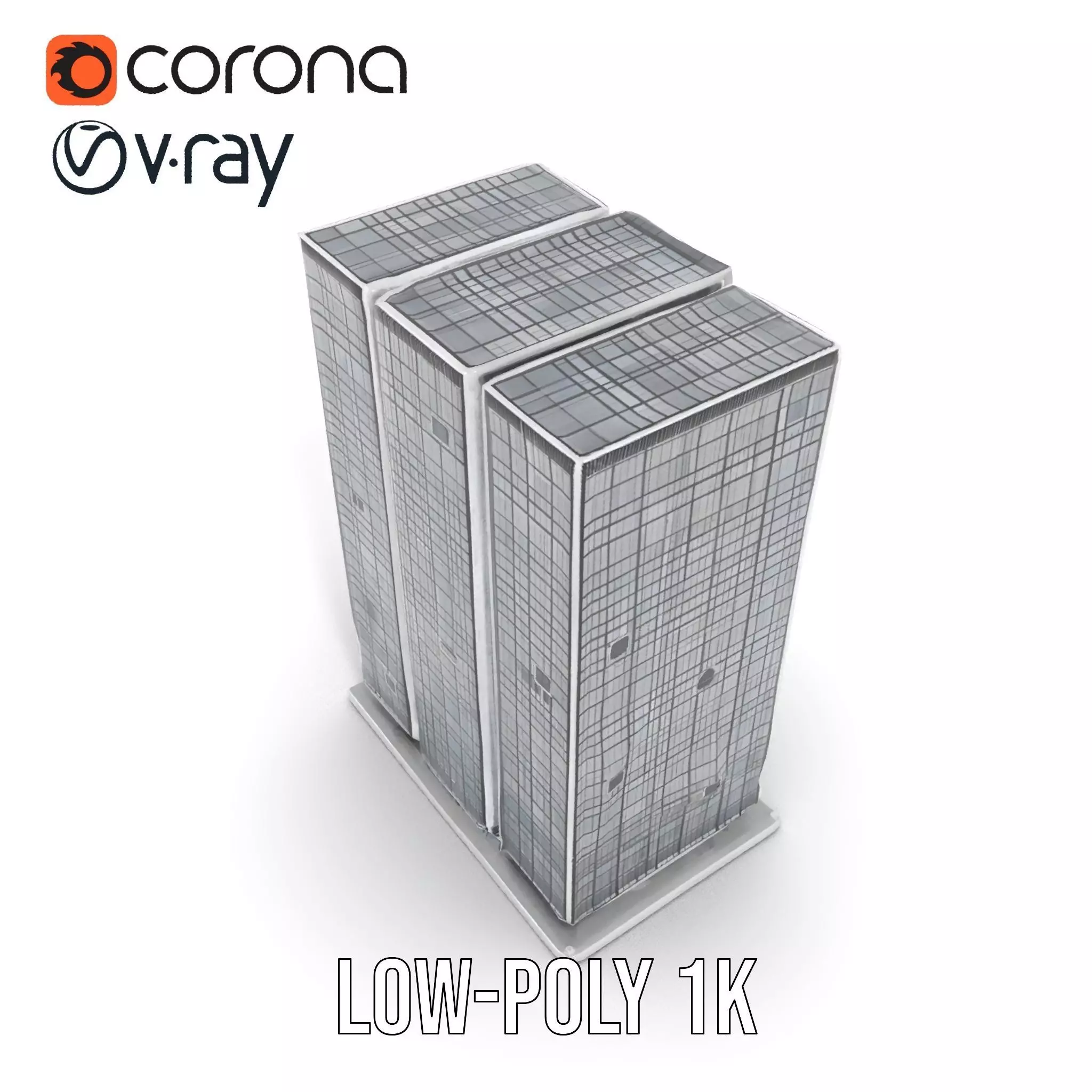 Modern Glass Skyscraper model pack Low-poly 3D model_12